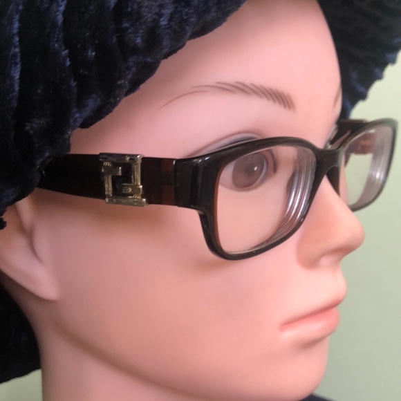 Dark Brown Fendi Rectangle Rhinestone Eyeglasses. 52 15 135 - Picture 5 of 9